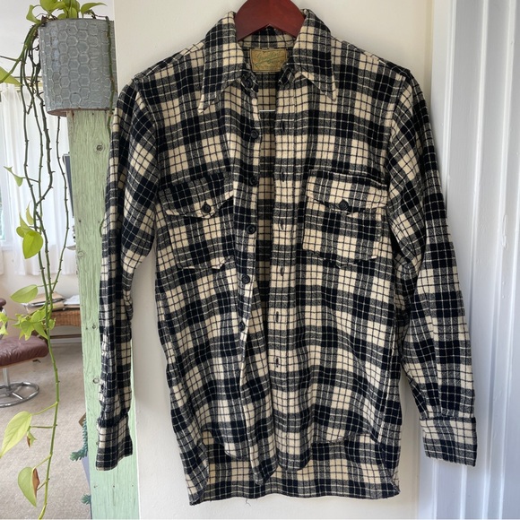 Vintage Wool shirt made in USA, sz 15 mens or sm ladies - Picture 2 of 10